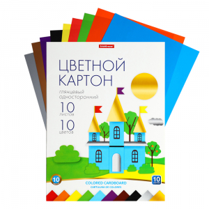 Картон цветной А4 ErichKrause, 10 цветов, 10 листов, мелованный односторонний глянцевый, 170 г/м?, в папке, схема поделки