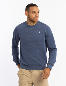 SOLID PEACHED FLEECE CREW NECK PULLOVER
