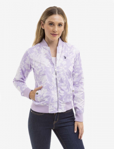 PRINTED ZIP FRONT BOMBER JACKET