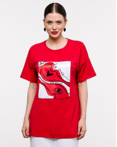 Футболка оверсайз с шёлковой вставкой FKD002