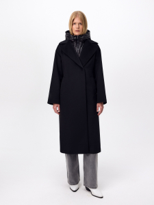 Пальто из 100% шерсти с мембраной, утеплённой спинкой и съёмным капюшоном