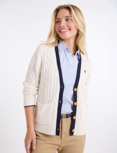 BUTTON FRONT CABLE CARDIGAN