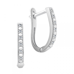 Серьги с фианитом родированные серебро 925*