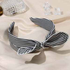 Ободок для волос «Эмилия», полоски, 5 см, чёрный