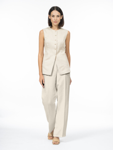 Длинные прямые брюки изо льна и тенселя