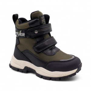 Ботинки на меху А6672-9 черно зеленые