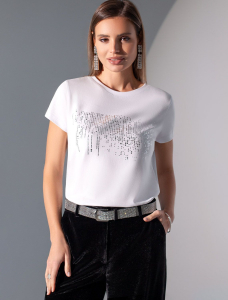 Нарядная футболка с принтом из премиального хлопка с эластаном