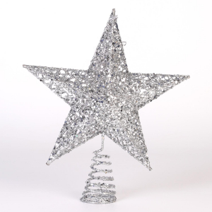 Новогодняя декорация макушка на ель 25 см серебряная