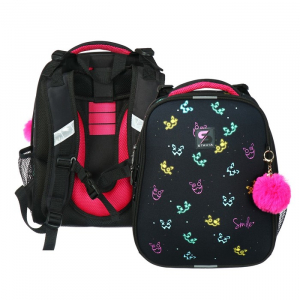 Рюкзак каркасный школьный 38?30?16 см, эргономичная спинка, Stavia «Неон», чёрный