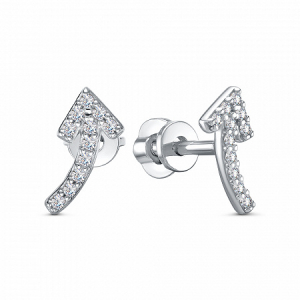 Серьги с фианитом родированные серебро 925*