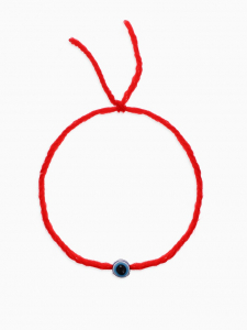 Браслет-оберег «Красная нить» шерстяная, турецкий глаз, цвет синий,30 см