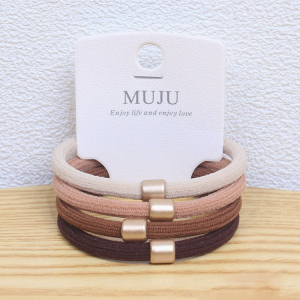 Набор резинок для волос с металлической КЛЕПКОЙ 4 шт. Капучино