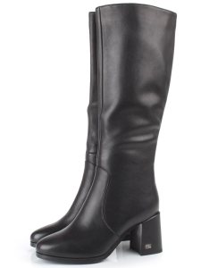 FL648-1M BLACK Сапоги демисезонные женские (натуральная кожа, натуральная байка)