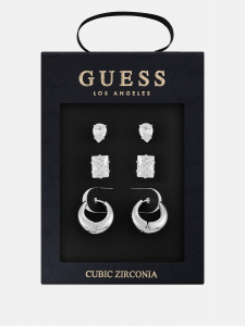 silver-tone earrings box set - 3 pairs