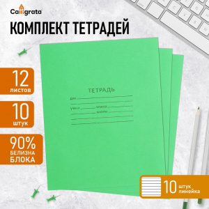 Комплект тетрадей из 10 штук, 12 листов в линию КПК 