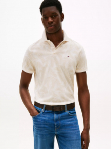 Regular Fit Allover Leaf Print Polo