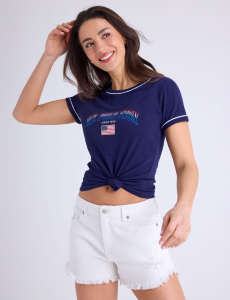 SIGNATURE STRIPE PIPING GRAPHIC T-SHIRT