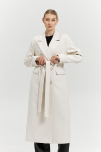 Пальто женское демисезонное 26326 (молочный/рубчик)