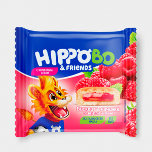«HIPPO BONDI & FRIENDS», пирожное с начинкой со вкусом малины, 32 г (упаковка 12 шт)