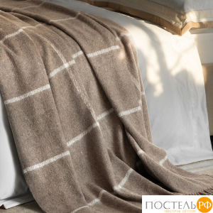 DOME ЙЕРК Плед беж. 140х200+10х2 см, 1 пр., 52% акрил, 48% шерсть, 350 г/м2