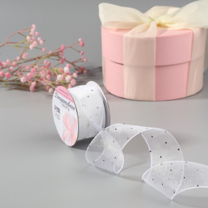 Лента капроновая, со стразами, 38 мм ? 9.1 ± 0.5 м, цвет белый