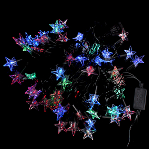 Гирлянда звезда с коннектором 70 LED 8 м чёрный провод цветная