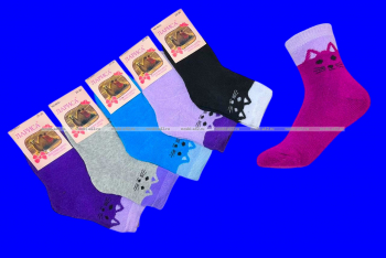 Лариса носки детские на девочку КОШКА внутри махра арт. ВА 51