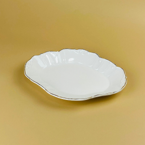 109-243 Овальное блюдо 22х17х3см КРОКУС ЗОЛОТО в под.уп.(х24)Фарфор