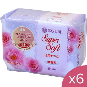 Комплект: 132018 Sayuri Super Soft Ежедневные гигиенические прокладки, 15 см, 36 шт.х6упак.