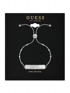 silver-tone slider logo bar bracelet