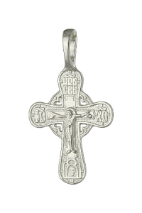 Крест из серебра литье белый