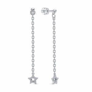 Серьги с фианитом родированные серебро 925*