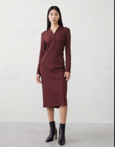 Wide-Ribbed Knit Midi Dress