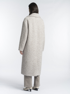 Длинное зимнее утепленное шерстяное пальто