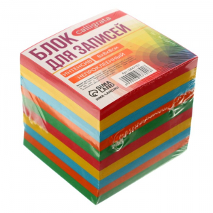 Блок бумаги для записей Calligrata, 8?8?8 см, цветной, интенсив, непроклеенный