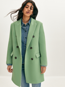 Двубортное полупальто из шерсти