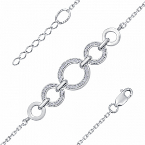 браслет с фианитом родированный