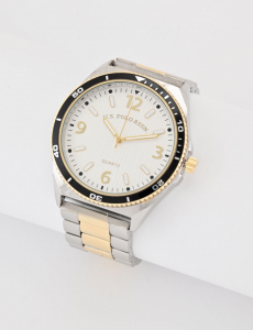 MENS TWO TONE SILVER AND GOLD ANALOG LINK WATCH