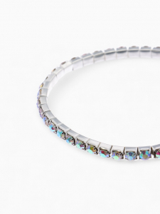 Браслет со стразами «Лёд» 1 ряд, цвет радужный в серебре, 4 мм, d=5 см