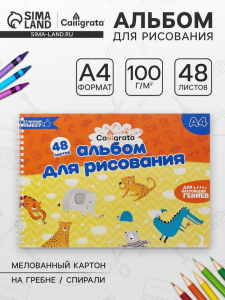 Альбом для рисования Calligrata А4, 48 листов на гребне, обложка мелованный картон, блок 100 г/м?