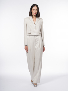 Прямые брюки с высокой посадкой из вискозной костюмной ткани