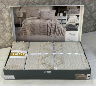 Покрывало EFOR Pique Bedspread DUHAN (240*260) с наволочками серый GRI