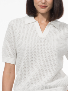 Поло ажурной вязки без застежки