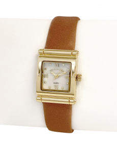 LADIES BROWN STRAP SQUARE FACE WATCH