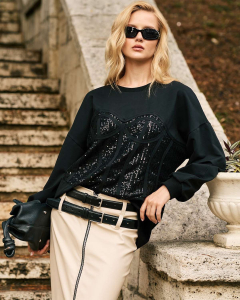 Свитшот с корсетом из пайеток SWK002