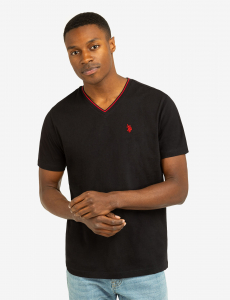 TIPPED V-NECK JERSEY T-SHIRT