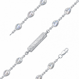 Браслет с фианитом серебро 925*