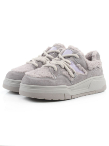 04-P123-2C GRAY Кроссовки демисезонные женские (натуральная замша, натуральная кожа, текстиль)