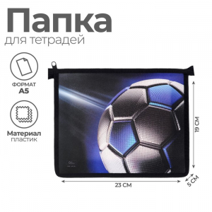 Папка для тетрадей А5, 190 х 230 х 50 мм, молния сверху, пластиковая, Calligrata 