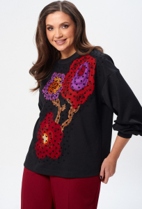 Джемпер Gizart 15345 красно-фиолетовый цветы